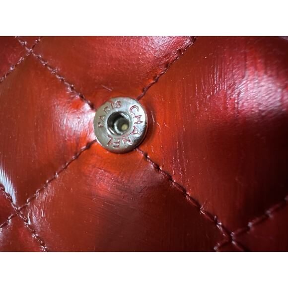 Authentic Chanel Boy Wallet On Chain WOC Metallic Red Leather W COA READ - Picture 13 of 15